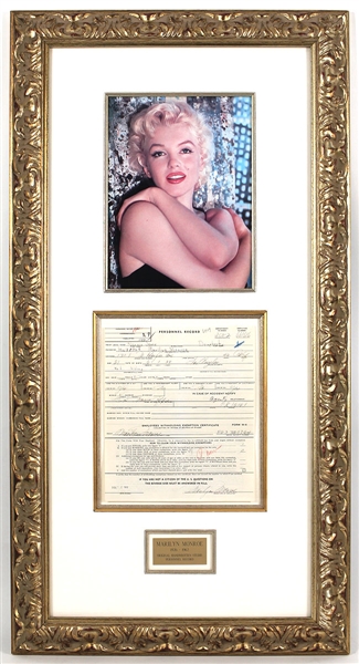 Marilyn Monroe Signed (4X) Norma Jeanne Personnel Employment Record JSA LOA
