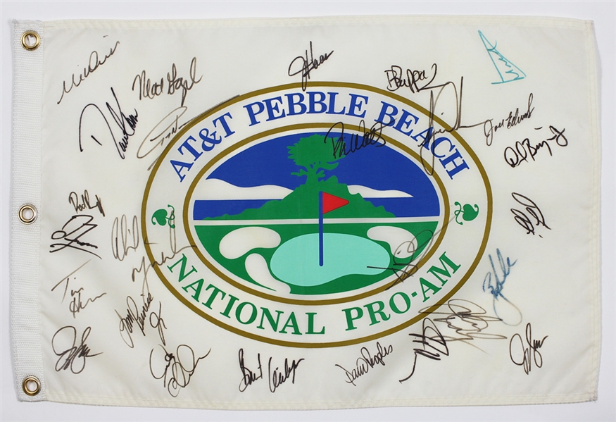 National Pro-Am Pebble Beach Pin Flag Signed by Over 25 Golfers JSA LOA