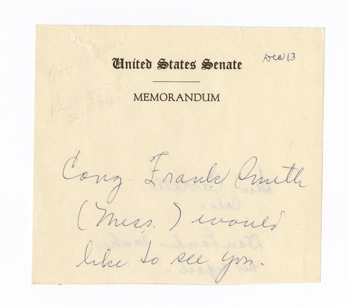 John F. Kennedy Original U.S. Senate President-Elect Memorandum