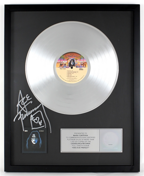 Ace Frehley Signed "KISS - Ace Frehley" Original RIAA Platinum Album Award