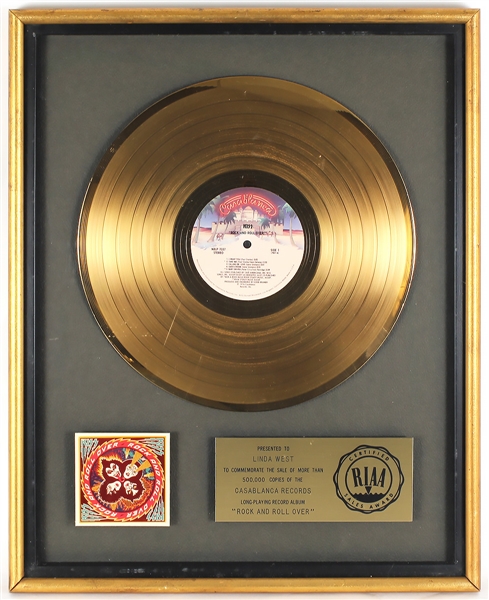 KISS "Rock and Roll Over" Original RIAA Gold Album Award