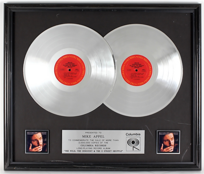 Bruce Springsteen "The Wild, The Innocent & The E Street Shuffle" Original Columbia Records Double Platinum Album Award Presented to Mike Appel