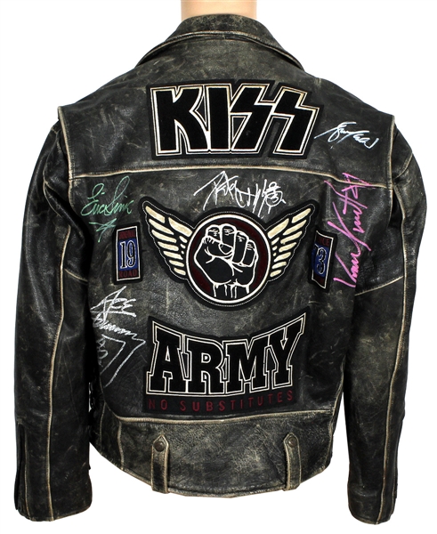KISS Signed "KISS Army" Black Leather Motorcycle Roadie Tour Jacket 