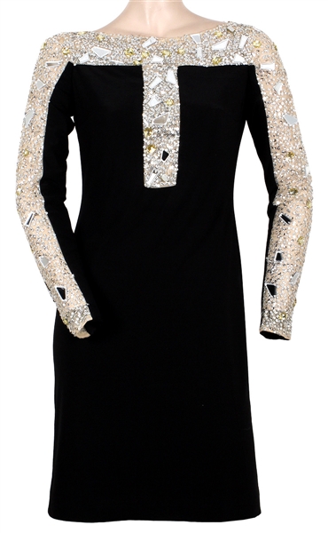 Whitney Houston Owned and Worn Embellished Black Gown