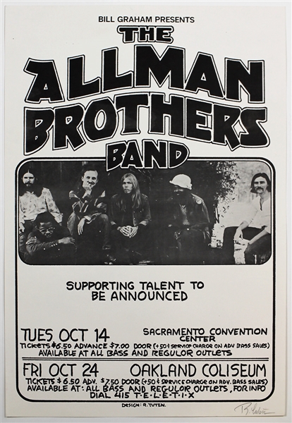 The Allman Brothers Band Original Concert Poster Signed by Artist