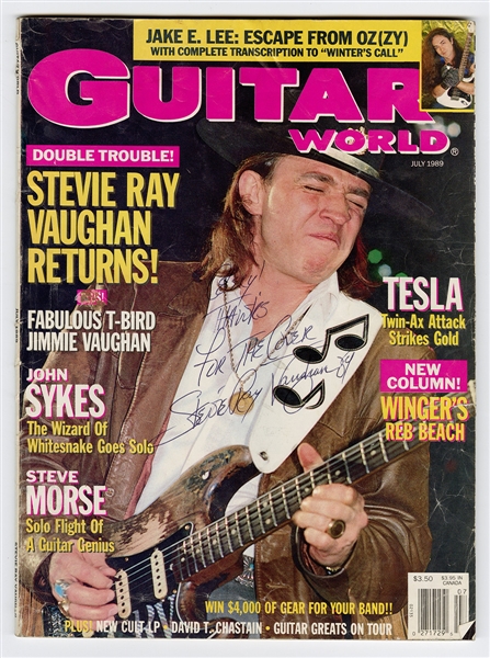 Stevie Ray Vaughan Signed & Inscribed 1989 Guitar World Magazine