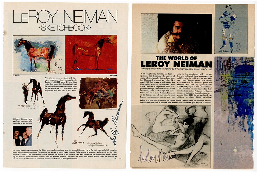 LeRoy Neiman Signed Magazine Illustrations (2) Beckett COA