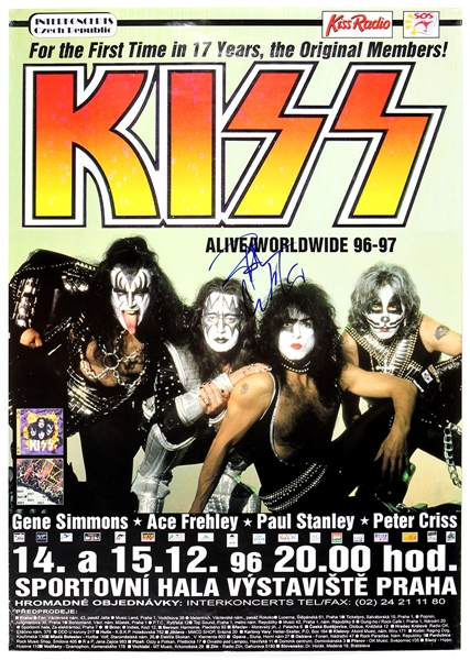 KISS s Peter Criss Signed KISS Alive World Wide Tour Poster