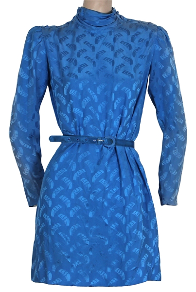 Whitney Houston Owned & Worn Royal Blue Dress with Belt