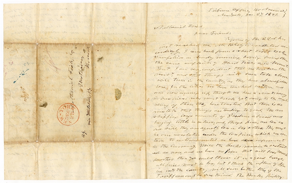 Horace Greely 1842 Signed Handwritten Letter JSA LOA