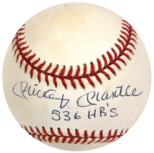 Mickey Mantle Rare "536 HRs" Inscription Signed Baseball