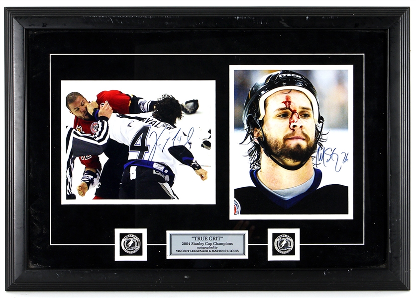 2004 Stanley Cup Champions Vincent Lecavalier & Martin St. Louis Signed and Framed Photographs