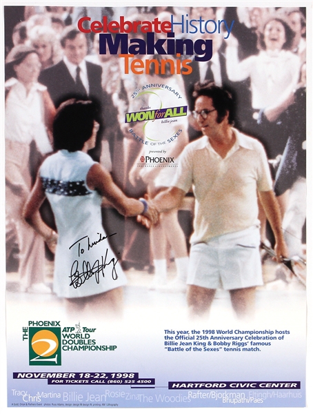 Billie Jean King Signed Battle of the Sexes Tennis Poster