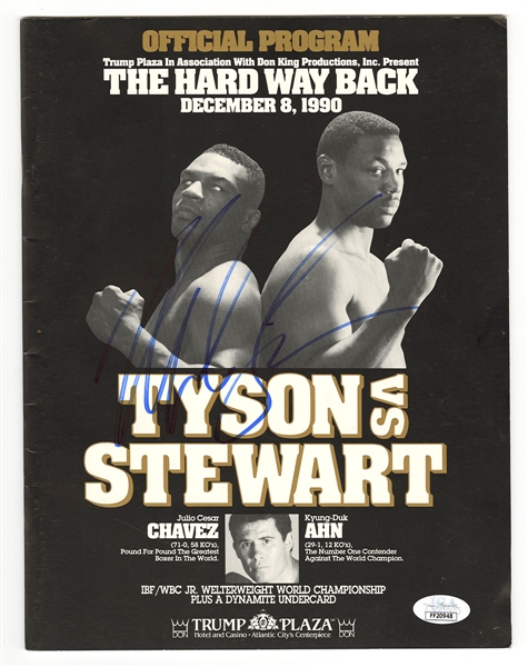 Mike Tyson Signed Fight Program vs Alex Stewart JSA Authentication