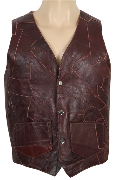 Jim Morrison Owned & Worn Brown Leather Vest with Sheepskin Interior 