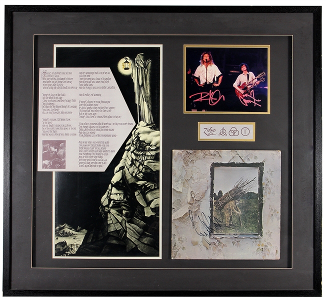 Led Zeppelin Jimmy Page, Robert Plant & John Paul Jones Signed Framed Display JSA 