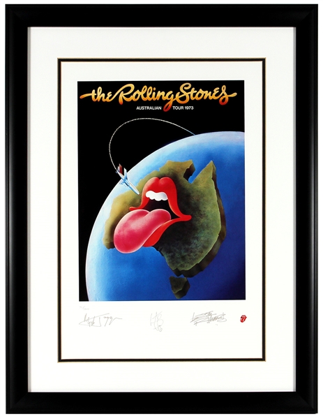 Rolling Stones "Australian Tour 1973" Original Limited Edition Plate Signature Lithographic Print