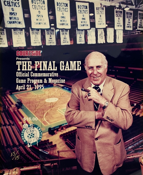 Red Auerbach Signed & Inscribed Limited Edition Poster for "The Final Game: Official Commemorative Game Program and Magazine"