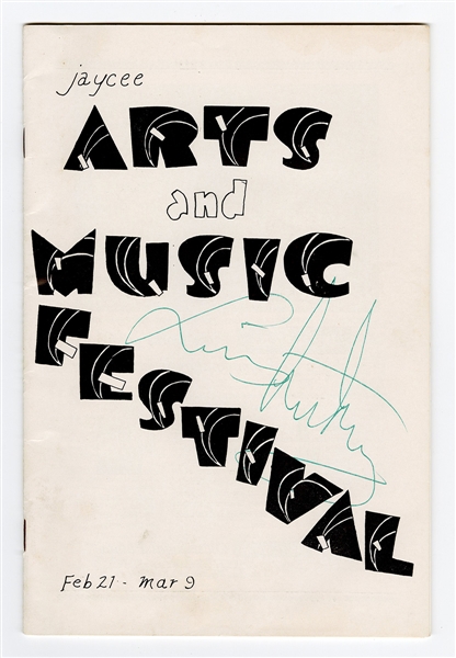 Louis Armstrong Signed Original 1958 Music Festival Program JSA 