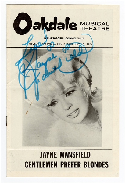 Jayne Mansfield Signed Musical Theatre Program JSA 
