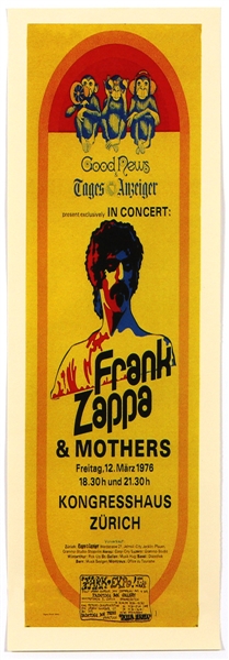 Frank Zappa Original 1976 Zurich Concert Poster