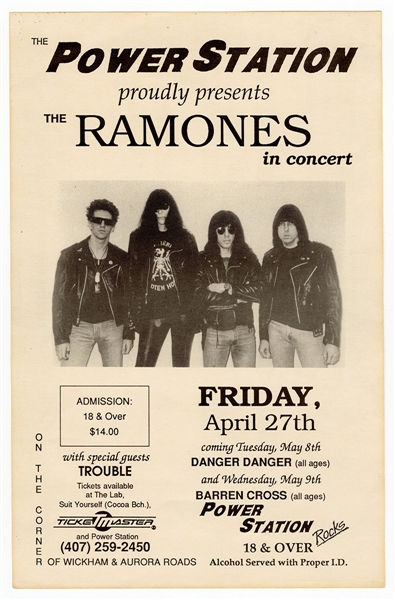 Ramones Original Power Station Concert Flyer
