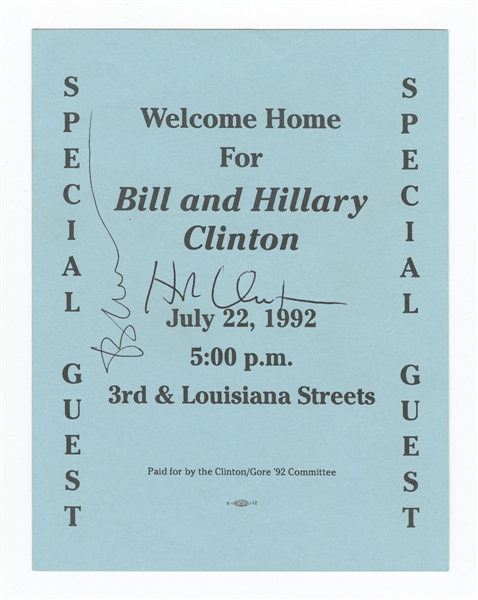 Bill Clinton & Hillary Clinton Signed Event Special Guest Pass JSA