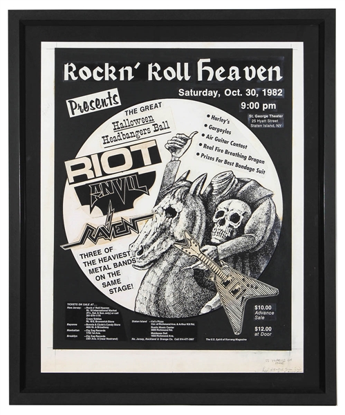 Jonny Z (Metallica) Original 1982 Rockn Roll Heaven Heavy Metal Bands Concert Artwork Mechanicals (Riot, Anvil, Raven)