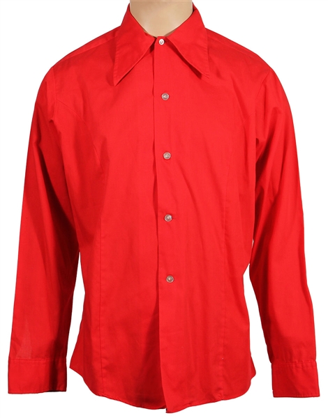 Tom Petty Owned & Worn Red Long-Sleeved Button Down Shirt