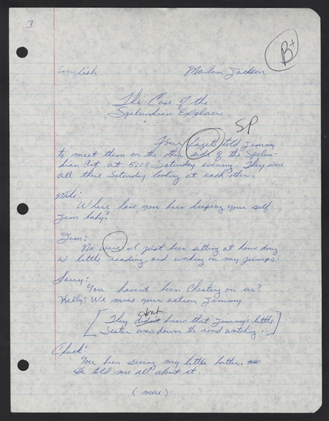 
Marlon Jackson Original Handwritten Homework