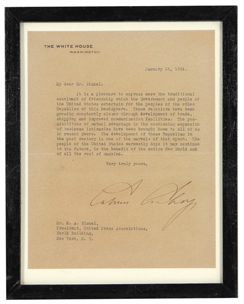 Calvin Coolidge Signed White House Letter JSA