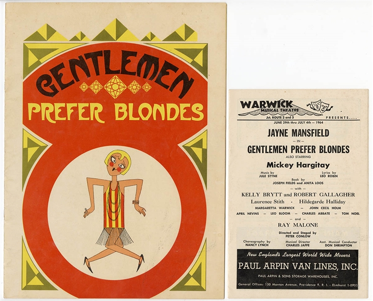 Jayne Mansfield & Mickey Hargitan Signed Gentlemen Prefer Blondes Stage Program
