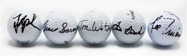 Gene Sarazen, Tom Watson, Sam Snead, Lee Trevino and Fred Couples Signed Golf Balls