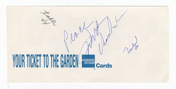Muhammad Ali & Wilt Chamberlin Vintage Signed “Your Ticket To The Garden” Brochure JSA