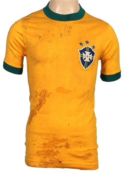 Pele Brazil National Team 1970-1972 Match Worn, Advertisement Worn & Signed Jersey