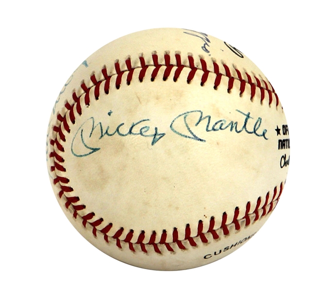 Mickey Mantle, Joe DiMaggio, Willie Mays & Duke Snider Signed National League Baseball 