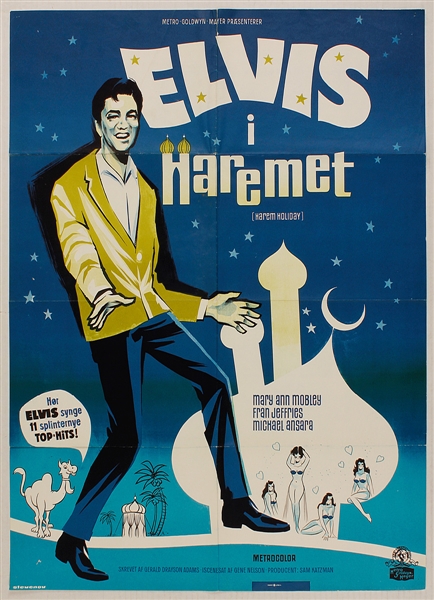 Elvis Presley "I Haremet" (Harum Scarum) Original 1965 Danish Movie Poster