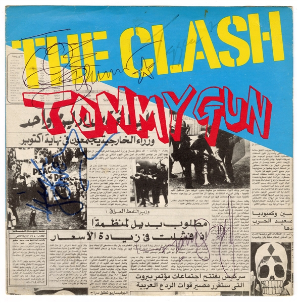 The Clash Band Signed “Tommy Gun” 45 Sleeve REAL