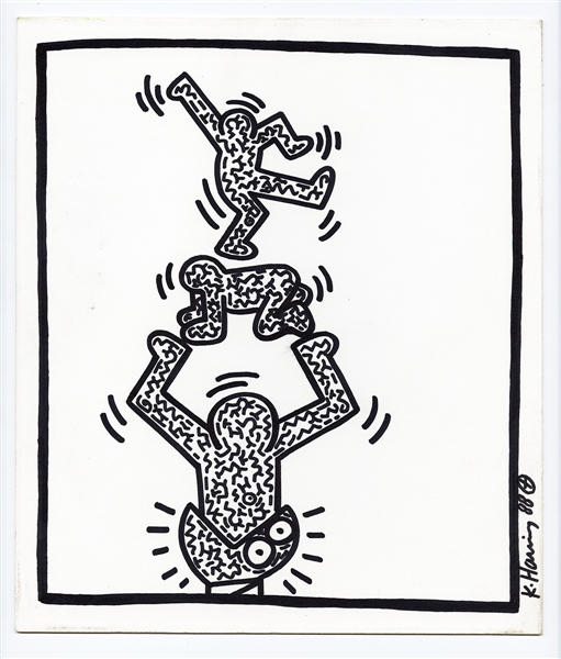Keith Haring Original Signed and Dated Artwork 1988