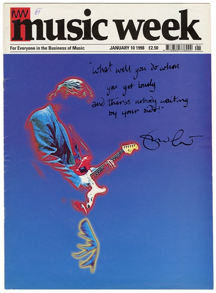 Eric Clapton Signed & “Layla” Handwritten Lyrics on Music Week Magazine REAL