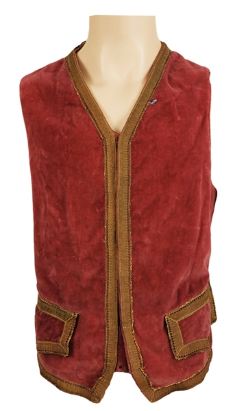 Jimi Hendrix Owned and Worn Red Velvet Vest from the Herbert Worthington Estate