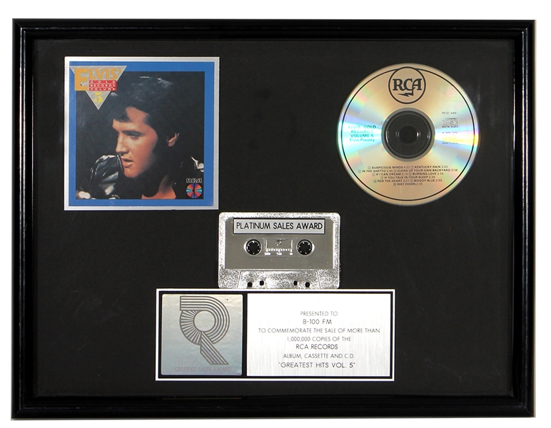 Elvis Presley “Greatest Hits Volume 5” RIAA Platinum Record Award
