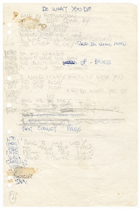 INXS Michael Hutchence "Do Wot You Do" Handwritten Working Lyrics (REAL)