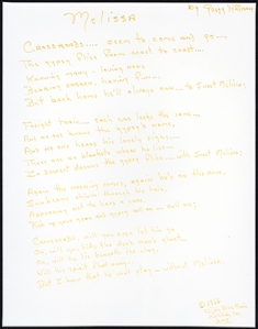 The Allman Brothers Gregg Allman Handwritten & Signed “Melissa” Lyrics (REAL)