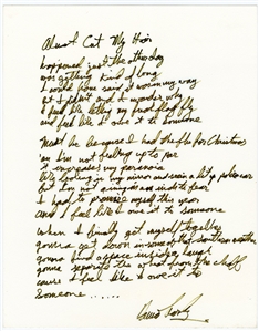 David Crosby Handwritten and Signed “Almost Cut my Hair” Lyrics (REAL)