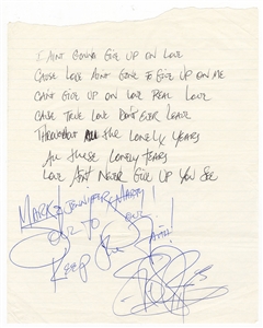 Stevie Ray Vaughan Handwritten and Signed “Ain’t Gone ‘N’ Give Up On Love” Lyrics (JSA & REAL)