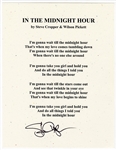 Steve Cropper Signed “In The Midnight Hour” Lyric Sheet