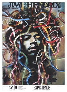 Jimi Hendrix Original Limited Edition Offset Lithograph 1969 German Concert Poster Signed and Numbered by Artist