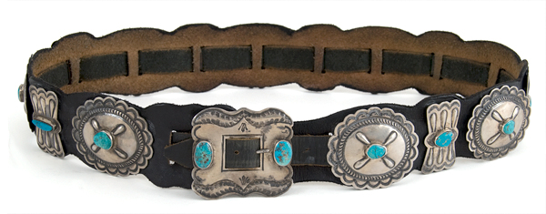 Elvis Presley Owned and Worn Silver and Turquoise Stage Belt