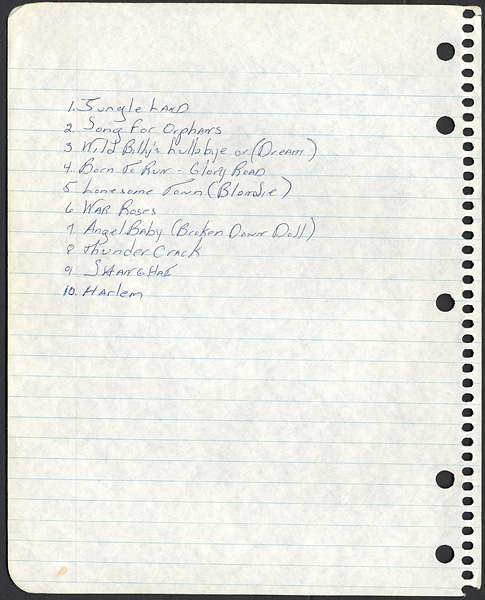 Bruce Springsteen "Born To Run" Handwritten Album Setlist